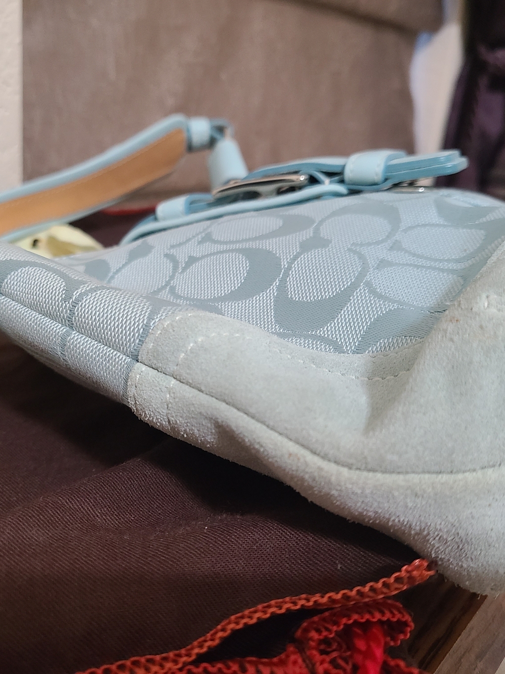 Coach Vintage Hampton Aqua Blue Signature Bag- J6823 - Picture 10 of 14